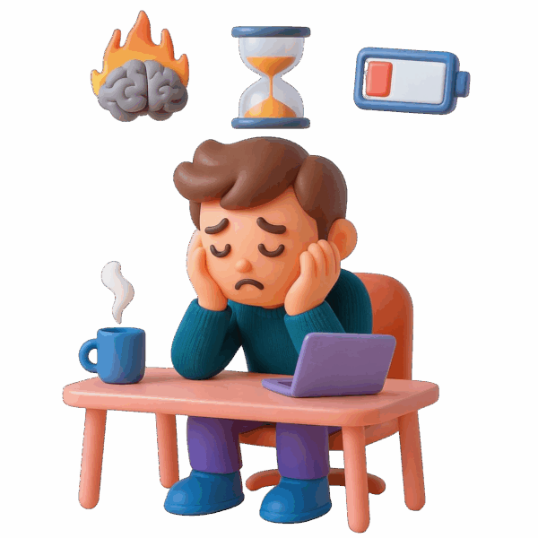 Profesional agobiado por tareas repetitivas
